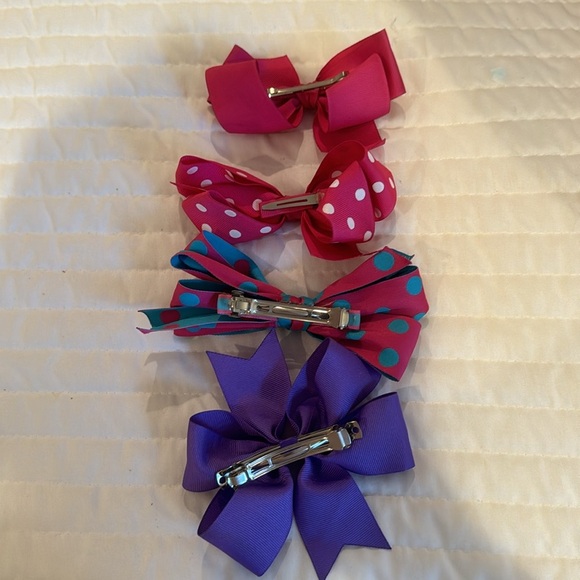 Colorful Polka Dot and Solid Hair Bows for Kids - Picture 2 of 2